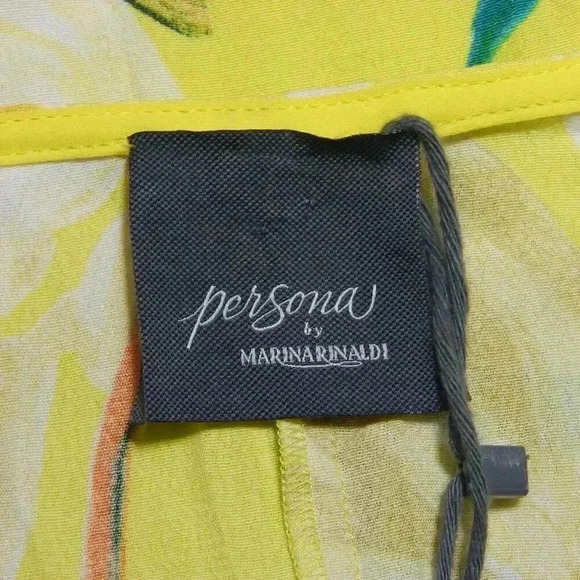 Marina Rinaldi Persona Size US 22 Tunic Dress Hibiscus Print Shift Yellow Artsy - Picture 5 of 8